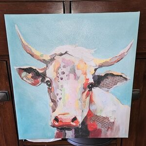 Colorful Abstract Cow Canvas Art